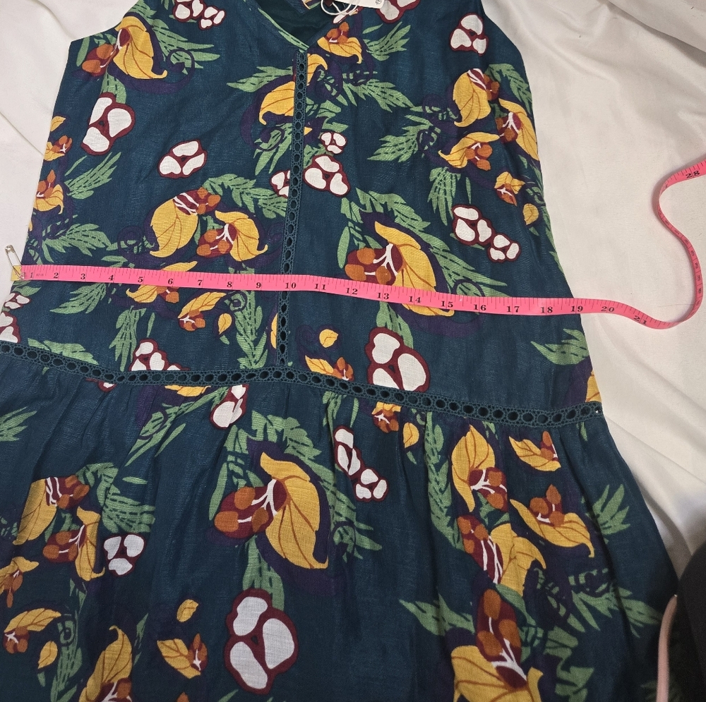 NEW Comptoir Des Cotonniers linen silk blend tropical jungle sleeveless dress M - Picture 8 of 12